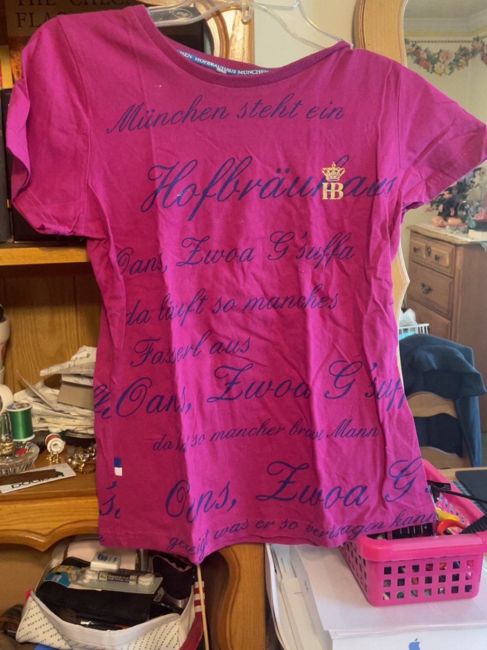 HB Hofbräuhaus Pink Script Logo Short Sleeve Tee